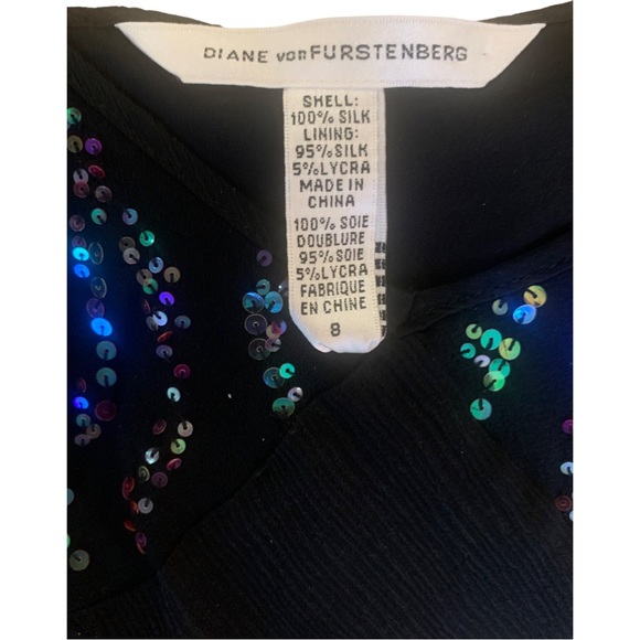 DIANE VON FURSTENBERG black camisole with sequins Size 8 NWOT - Picture 4 of 5